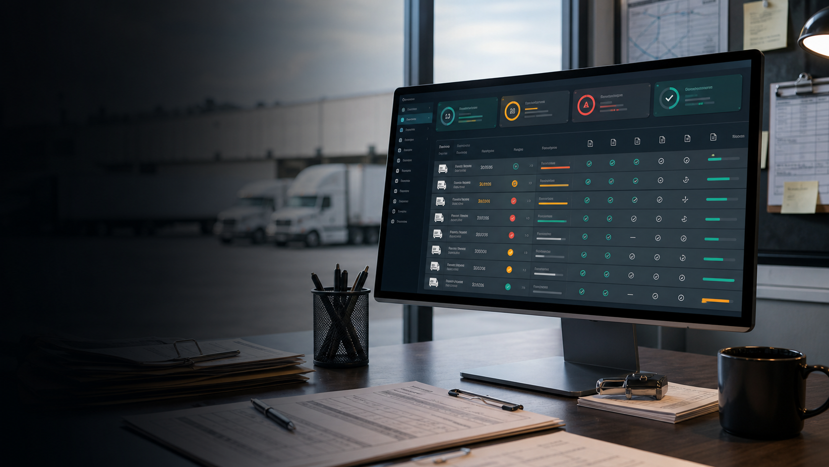 A clean freight document tracking dashboard with follow-up and billing-ready status cards